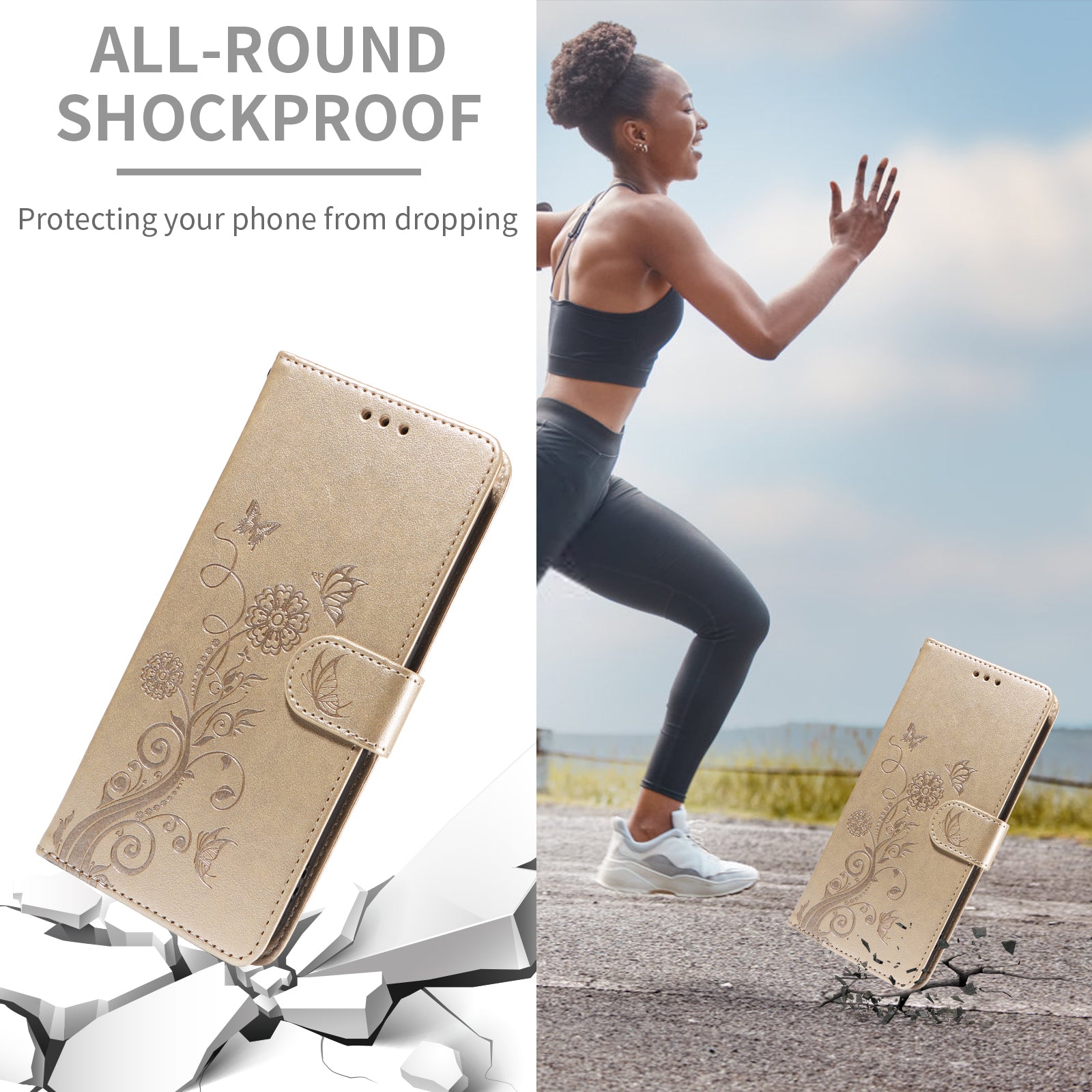 For vivo X300 Pro 5G Leather Case Butterfly Floral Imprint Wallet Stand Cover