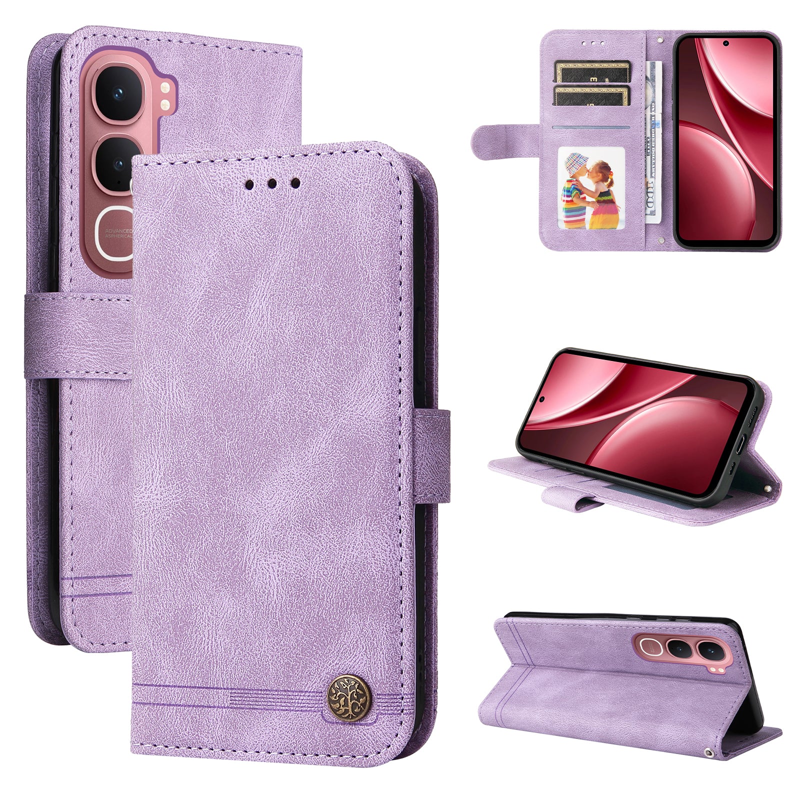 For vivo Y21d / vivo Y31 5G Leather Wallet Cases Skin Touch Phone Cover Stand with Strap