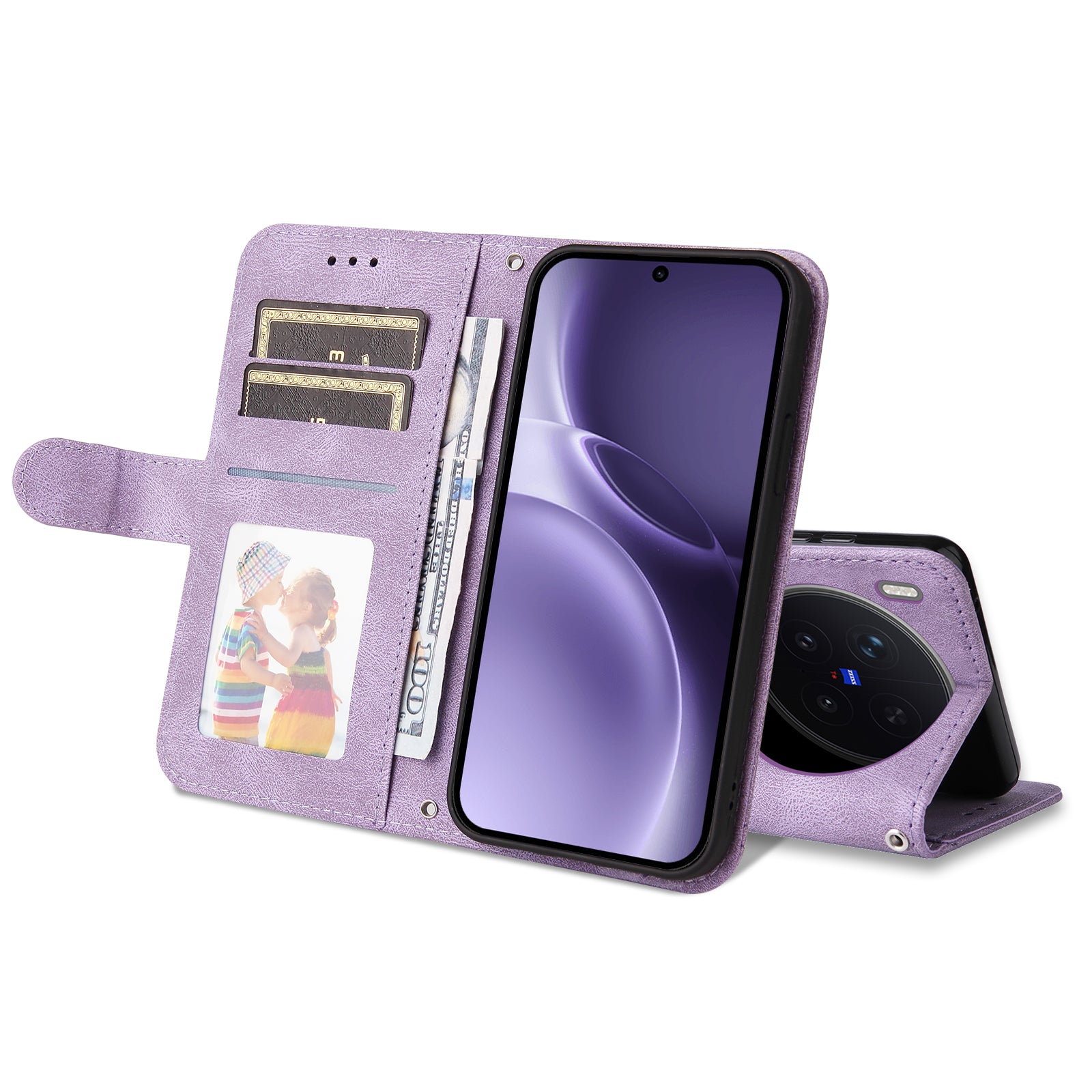 For vivo X300 Pro 5G Leather Wallet Cases Skin Touch Phone Cover Stand with Strap