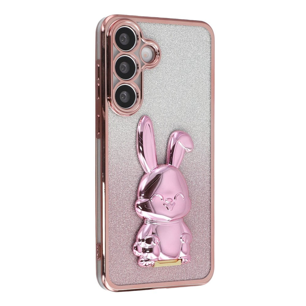 For Samsung Galaxy A36 5G Case Electroplating Glitter Rabbit PC + TPU Phone Cover with Kickstand