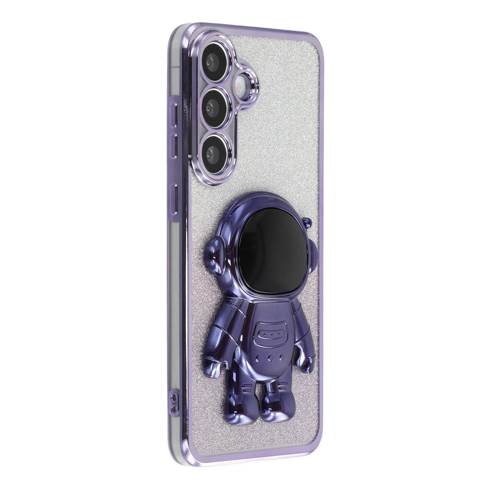 For Samsung Galaxy A36 5G Case with Astronaut Kickstand PC + TPU Phone Cover Shiny Glitter