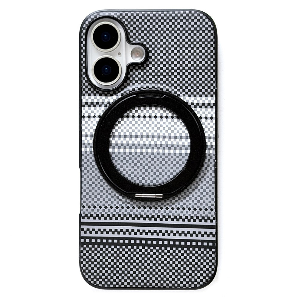 For iPhone 16 Magnetic Case Rotation Kickstand PU Leather + TPU Phone Cover