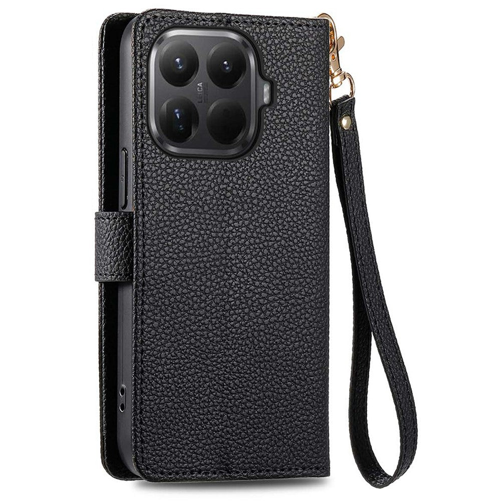 For Xiaomi 15T Pro Case RFID Blocking Zipper Pocket Leather Wallet Phone Cover with Strap