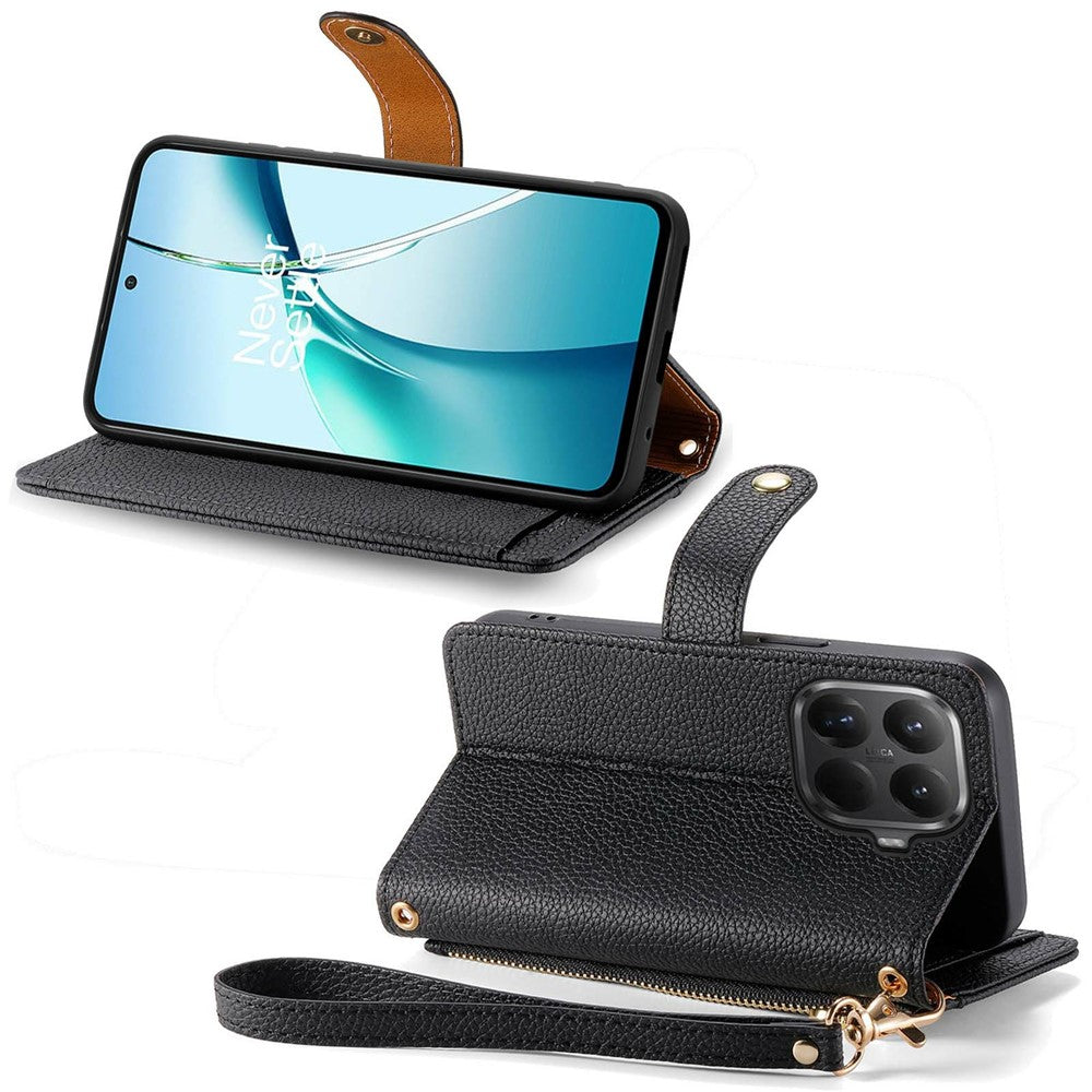 For Xiaomi 15T Pro Case RFID Blocking Zipper Pocket Leather Wallet Phone Cover with Strap