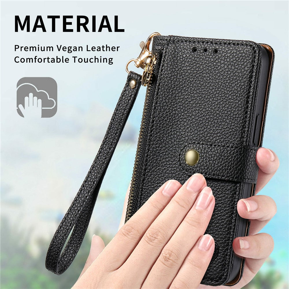 For Xiaomi 15T Pro Case RFID Blocking Zipper Pocket Leather Wallet Phone Cover with Strap