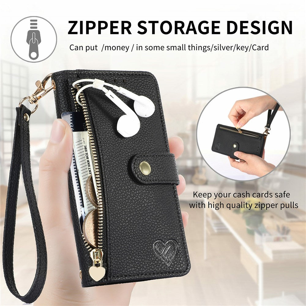 For Xiaomi 15T Pro Case RFID Blocking Zipper Pocket Leather Wallet Phone Cover with Strap