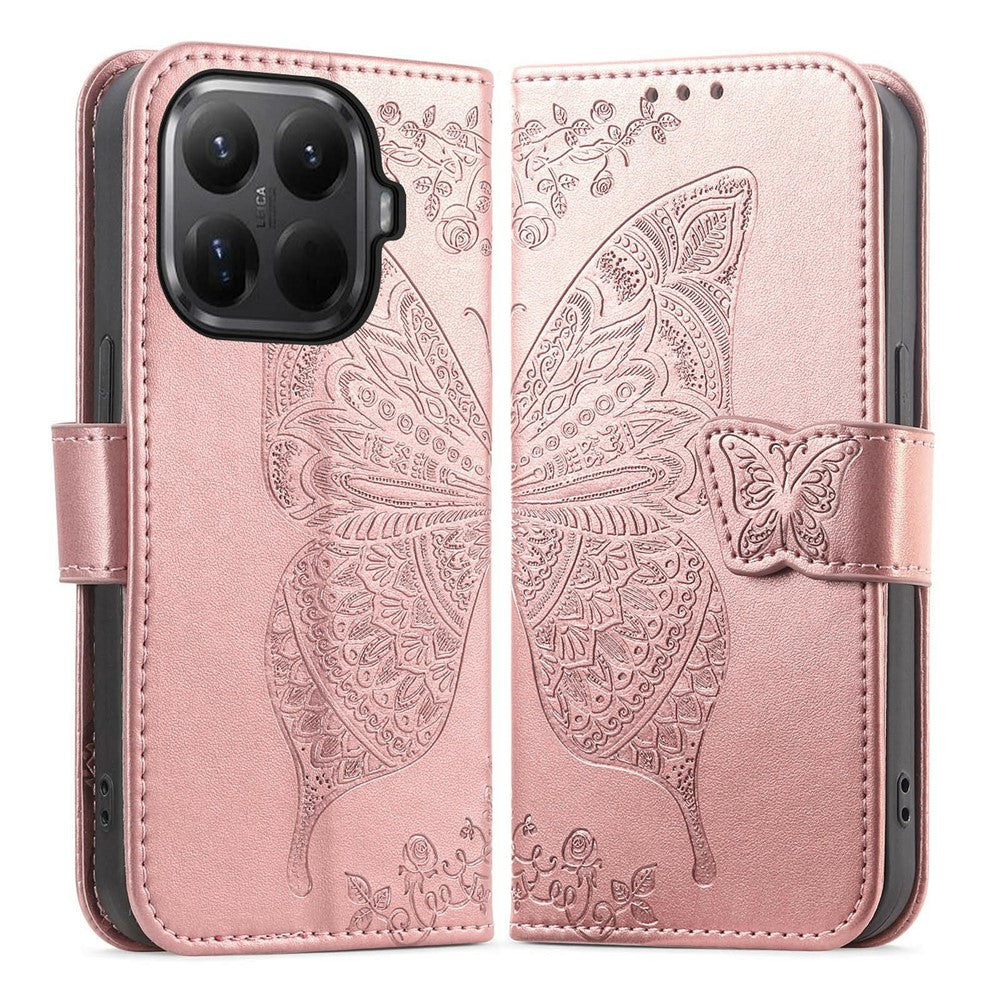 For Xiaomi 15T Pro Case with Strap Butterfly Pattern PU Leather Wallet Phone Cover