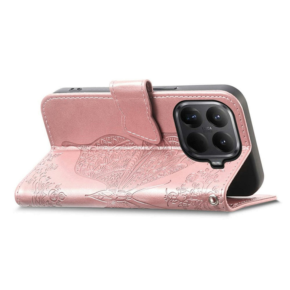 For Xiaomi 15T Pro Case with Strap Butterfly Pattern PU Leather Wallet Phone Cover