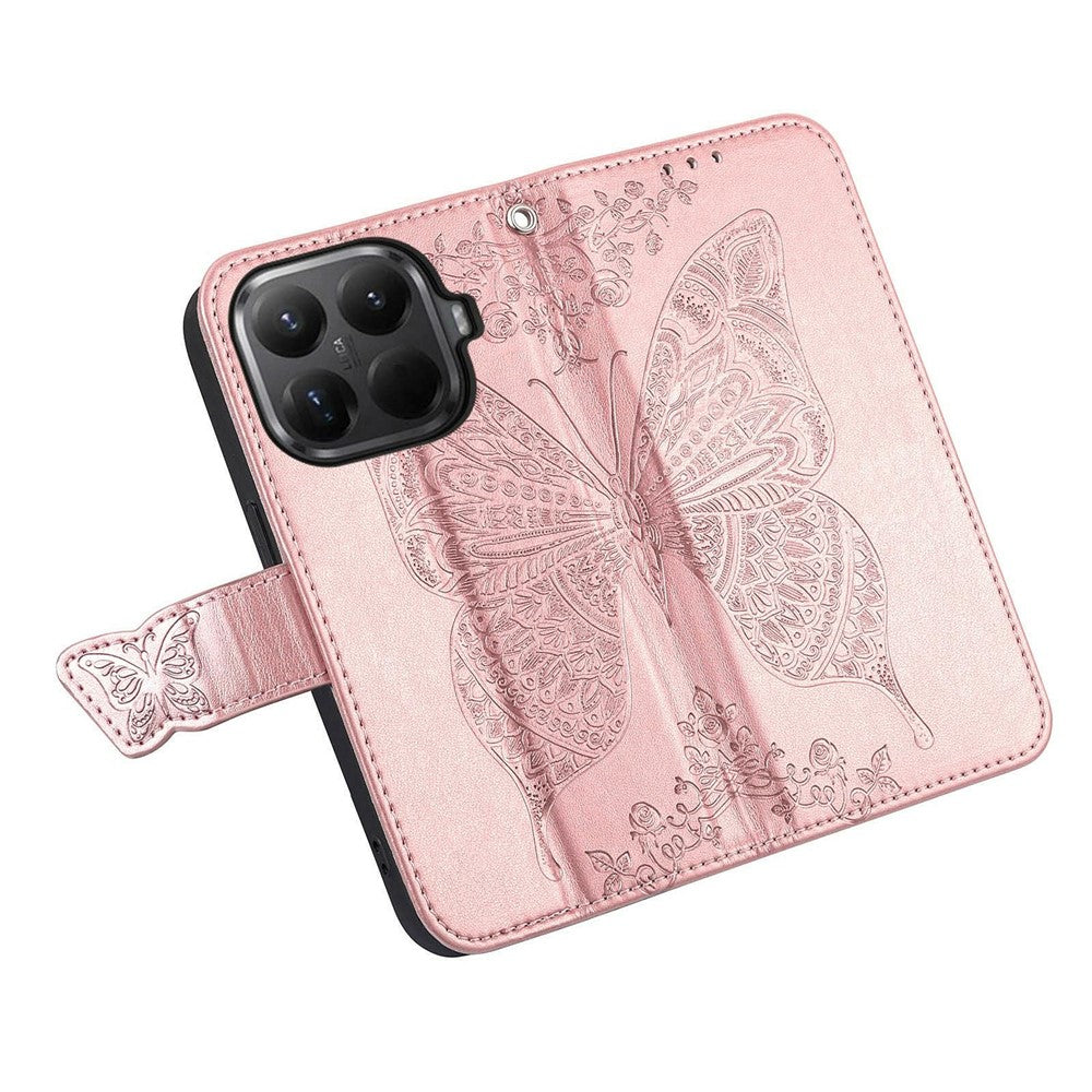 For Xiaomi 15T Pro Case with Strap Butterfly Pattern PU Leather Wallet Phone Cover
