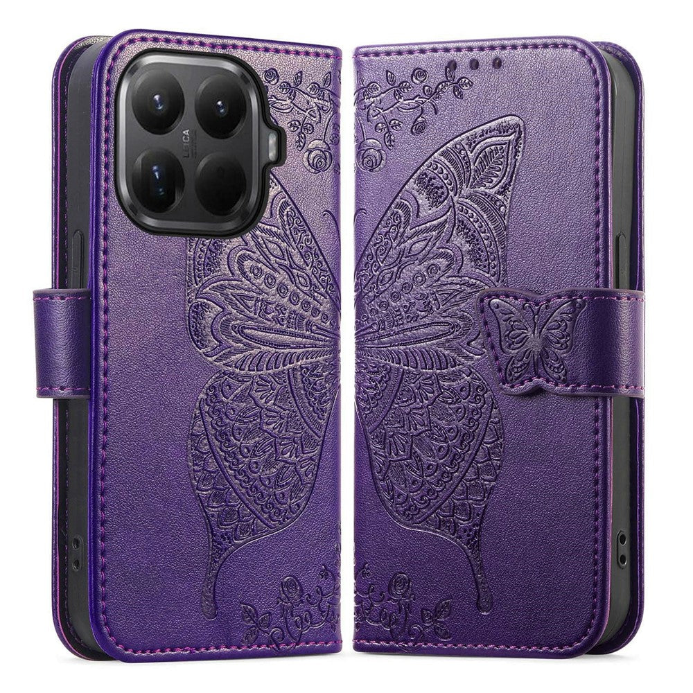 For Xiaomi 15T Pro Case with Strap Butterfly Pattern PU Leather Wallet Phone Cover