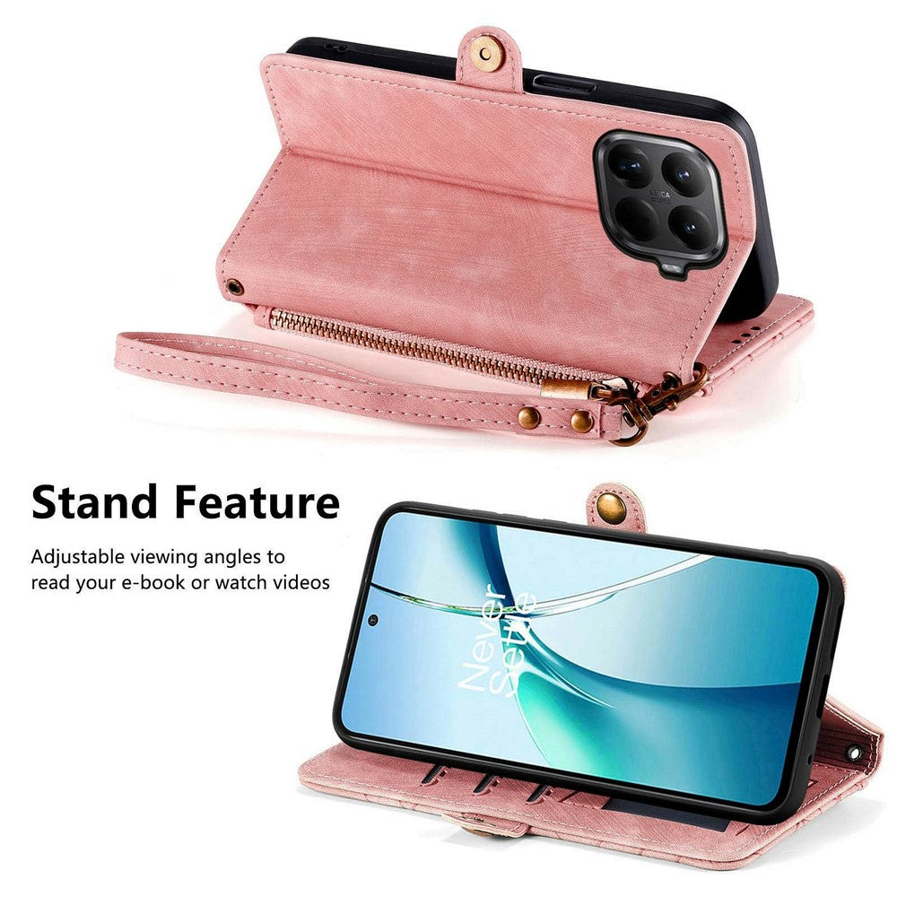 For Xiaomi 15T Pro Case Zipper Wallet Geometry Lines Leather Phone Cover with Strap