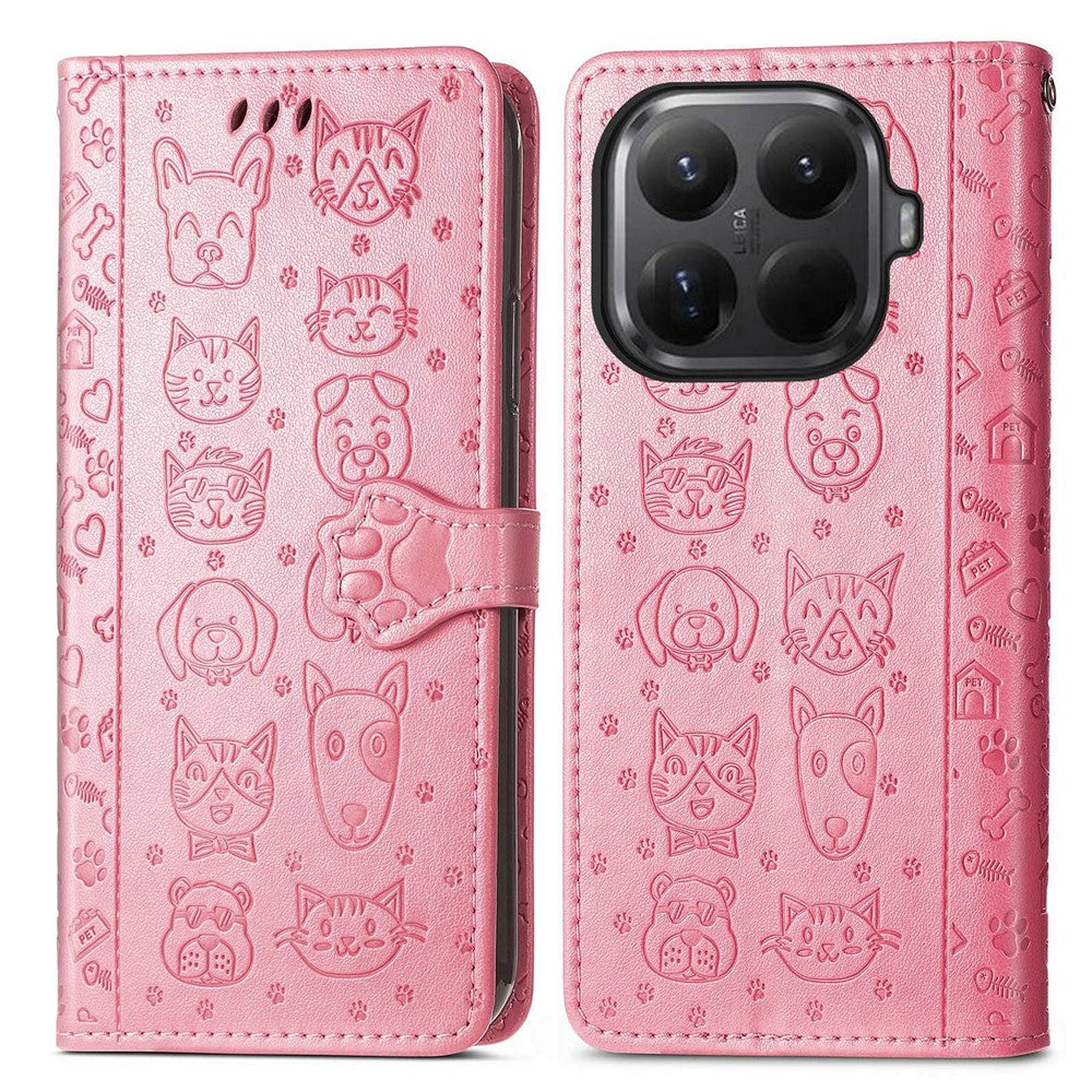 For Xiaomi 15T Pro Case Flip Wallet Leather Phone Cover with Cute Cat Dog Pattern