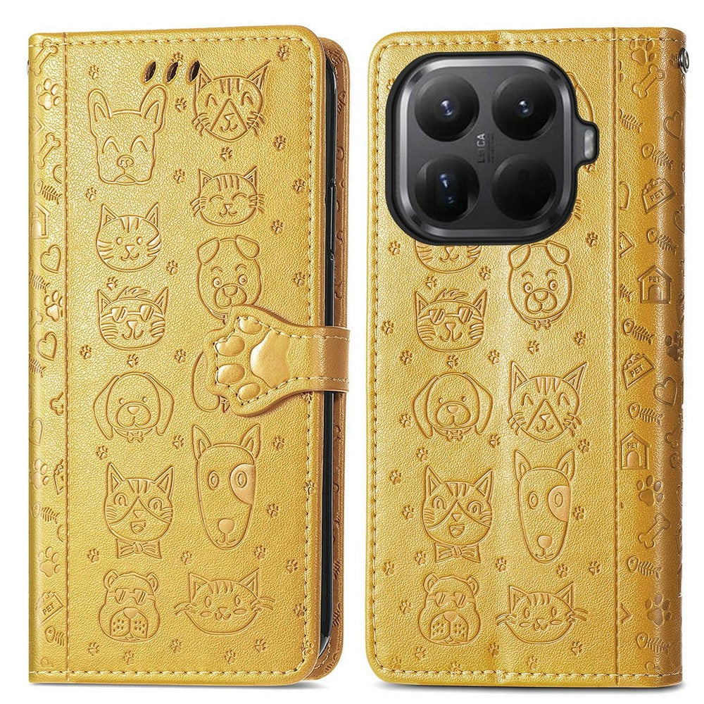 For Xiaomi 15T Pro Case Flip Wallet Leather Phone Cover with Cute Cat Dog Pattern
