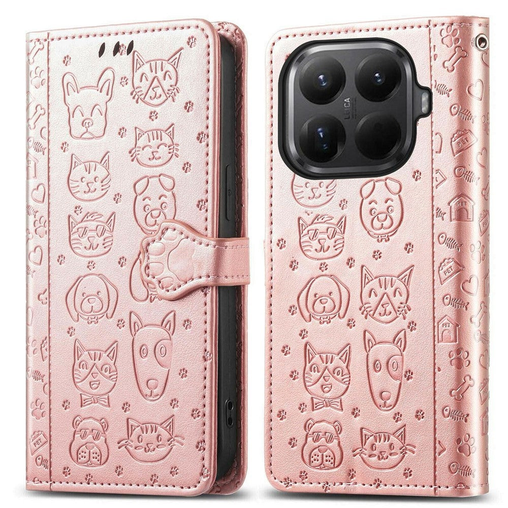 For Xiaomi 15T Pro Case Flip Wallet Leather Phone Cover with Cute Cat Dog Pattern