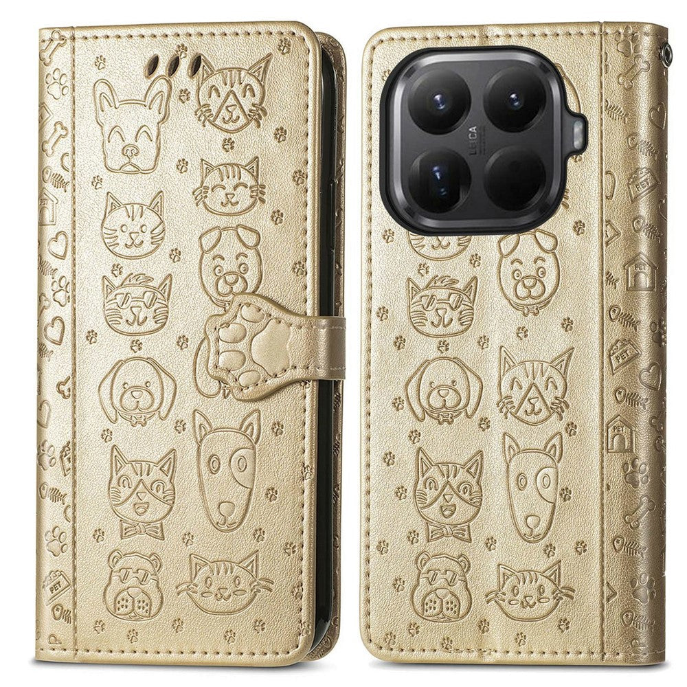 For Xiaomi 15T Pro Case Flip Wallet Leather Phone Cover with Cute Cat Dog Pattern