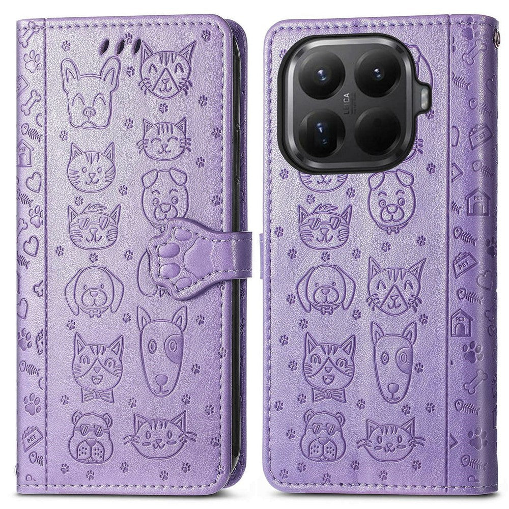 For Xiaomi 15T Pro Case Flip Wallet Leather Phone Cover with Cute Cat Dog Pattern