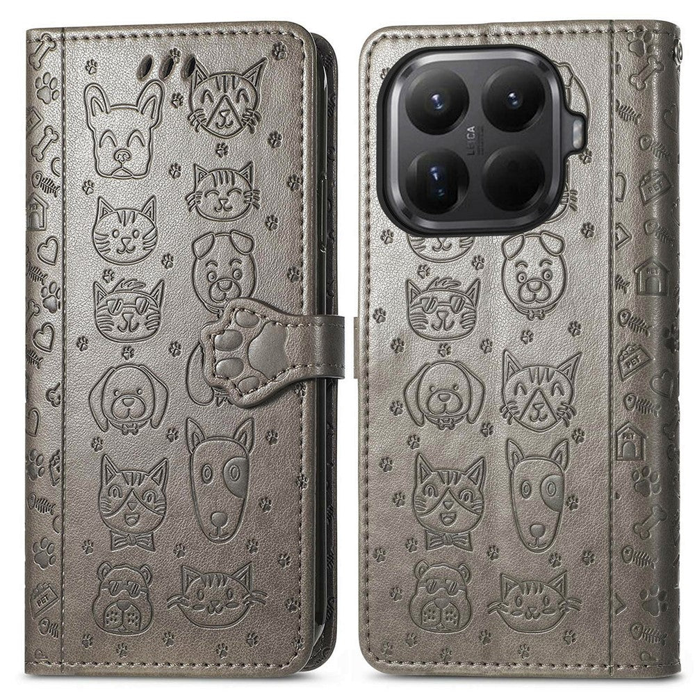 For Xiaomi 15T Pro Case Flip Wallet Leather Phone Cover with Cute Cat Dog Pattern