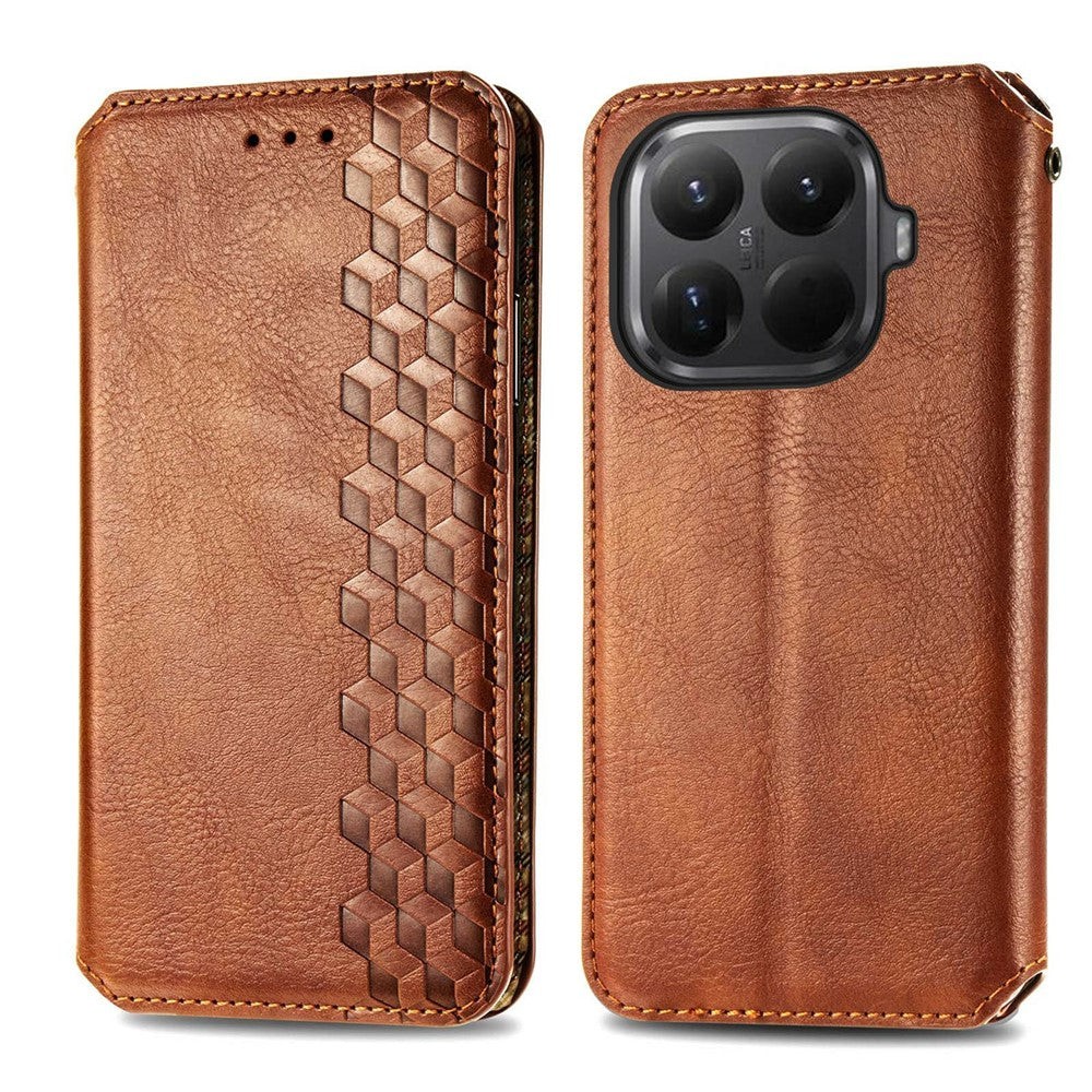 For Xiaomi 15T Pro Case Rhombus Imprint PU Leather Wallet Phone Cover