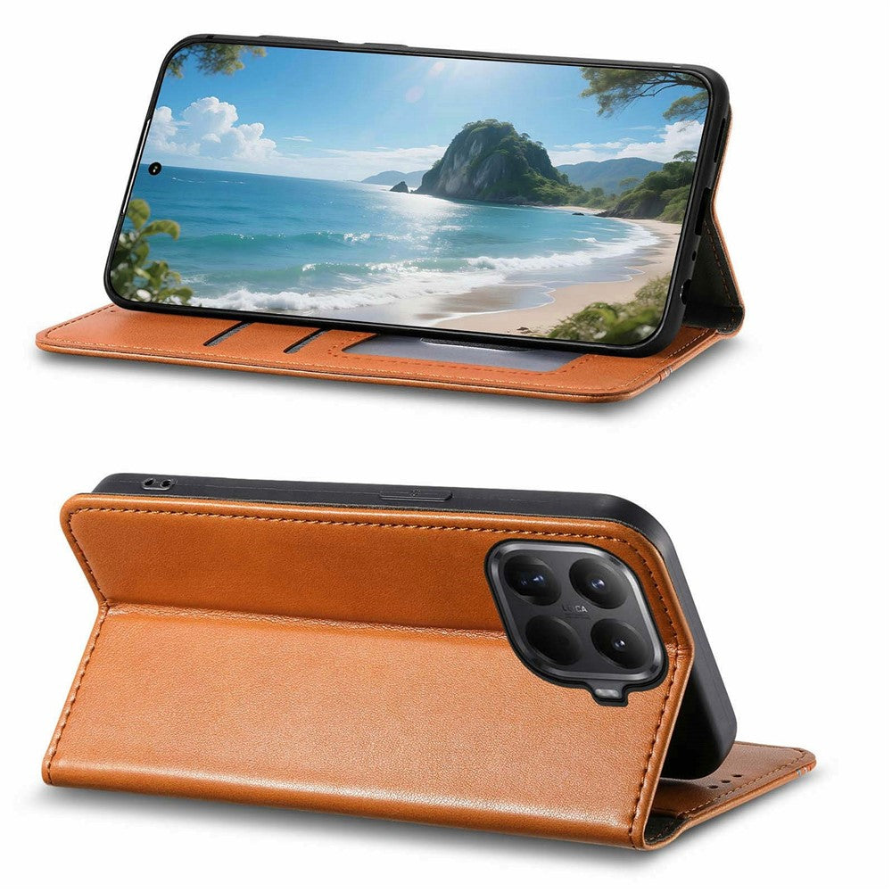 For Xiaomi 15T Pro Case Wallet Tri-Color Stitching Leather Phone Cover with Elastic Wristband