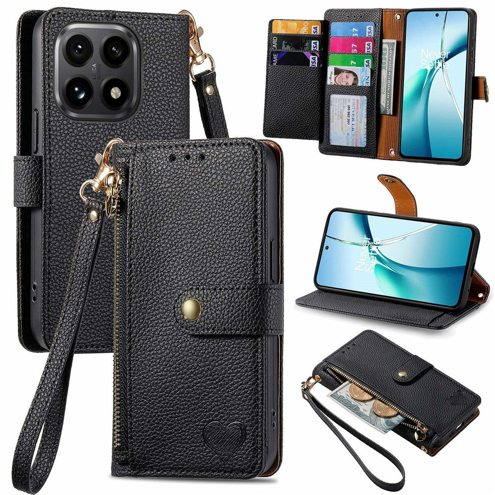 For Xiaomi 15T Case RFID Blocking Zipper Pocket Leather Wallet Phone Cover with Strap
