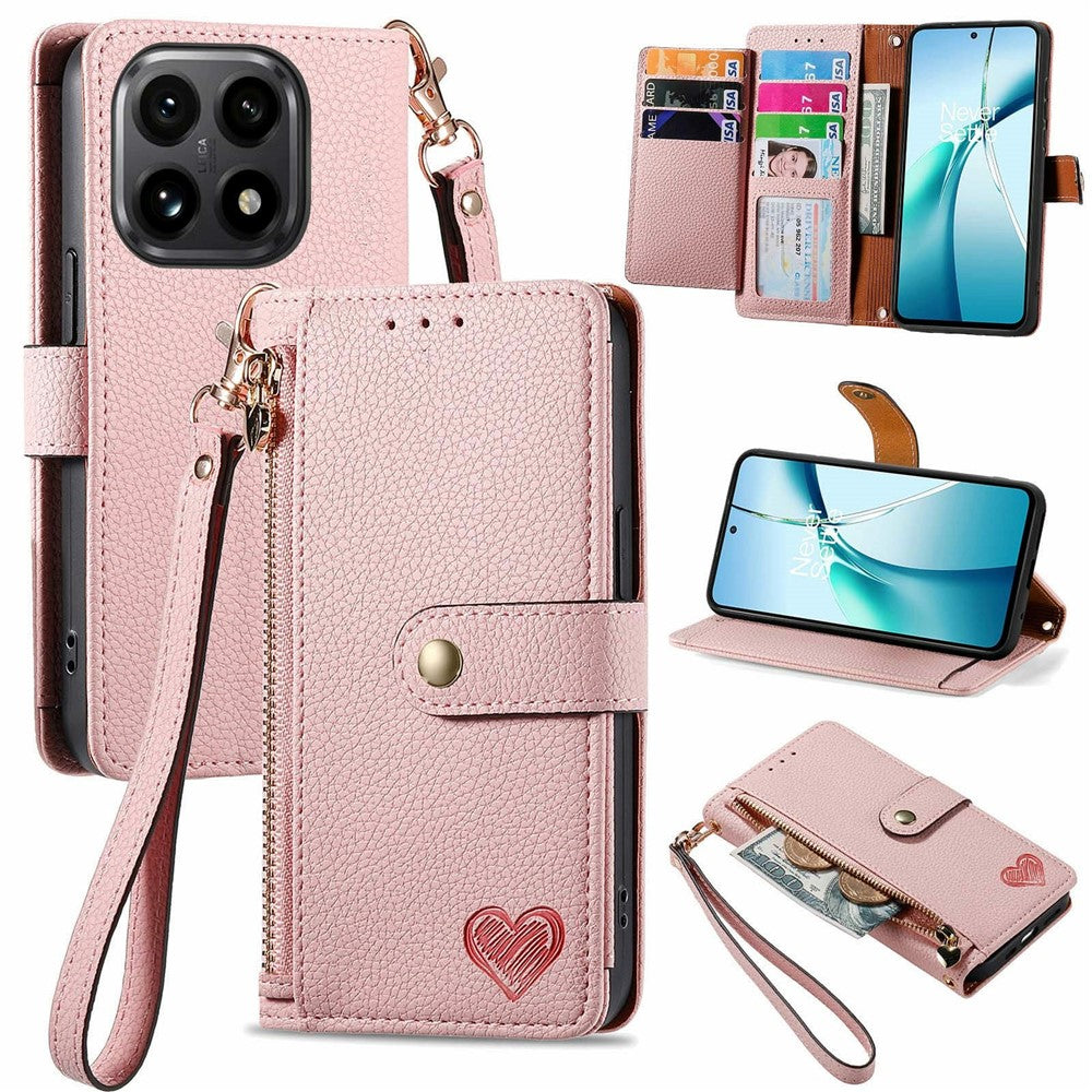 For Xiaomi 15T Case RFID Blocking Zipper Pocket Leather Wallet Phone Cover with Strap