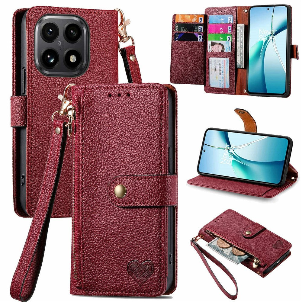 For Xiaomi 15T Case RFID Blocking Zipper Pocket Leather Wallet Phone Cover with Strap