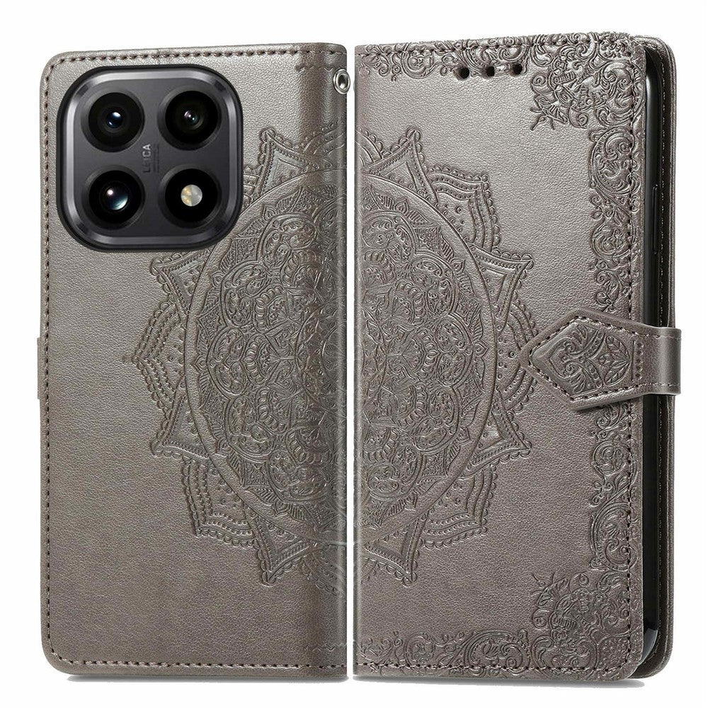 Étui portefeuille en cuir avec support pour Xiaomi 15T et motif mandala floral