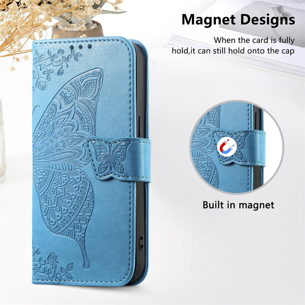 For Xiaomi 15T Case with Strap Butterfly Pattern PU Leather Wallet Phone Cover