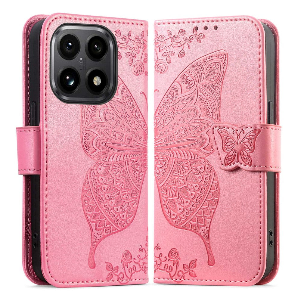 For Xiaomi 15T Case with Strap Butterfly Pattern PU Leather Wallet Phone Cover