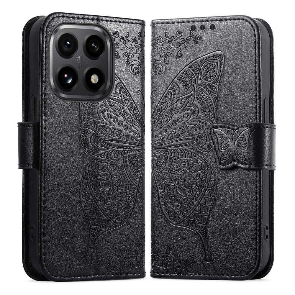 For Xiaomi 15T Case with Strap Butterfly Pattern PU Leather Wallet Phone Cover