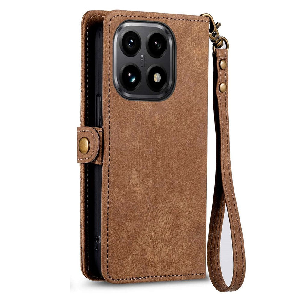 For Xiaomi 15T Case Zipper Wallet Geometry Lines Leather Phone Cover with Strap