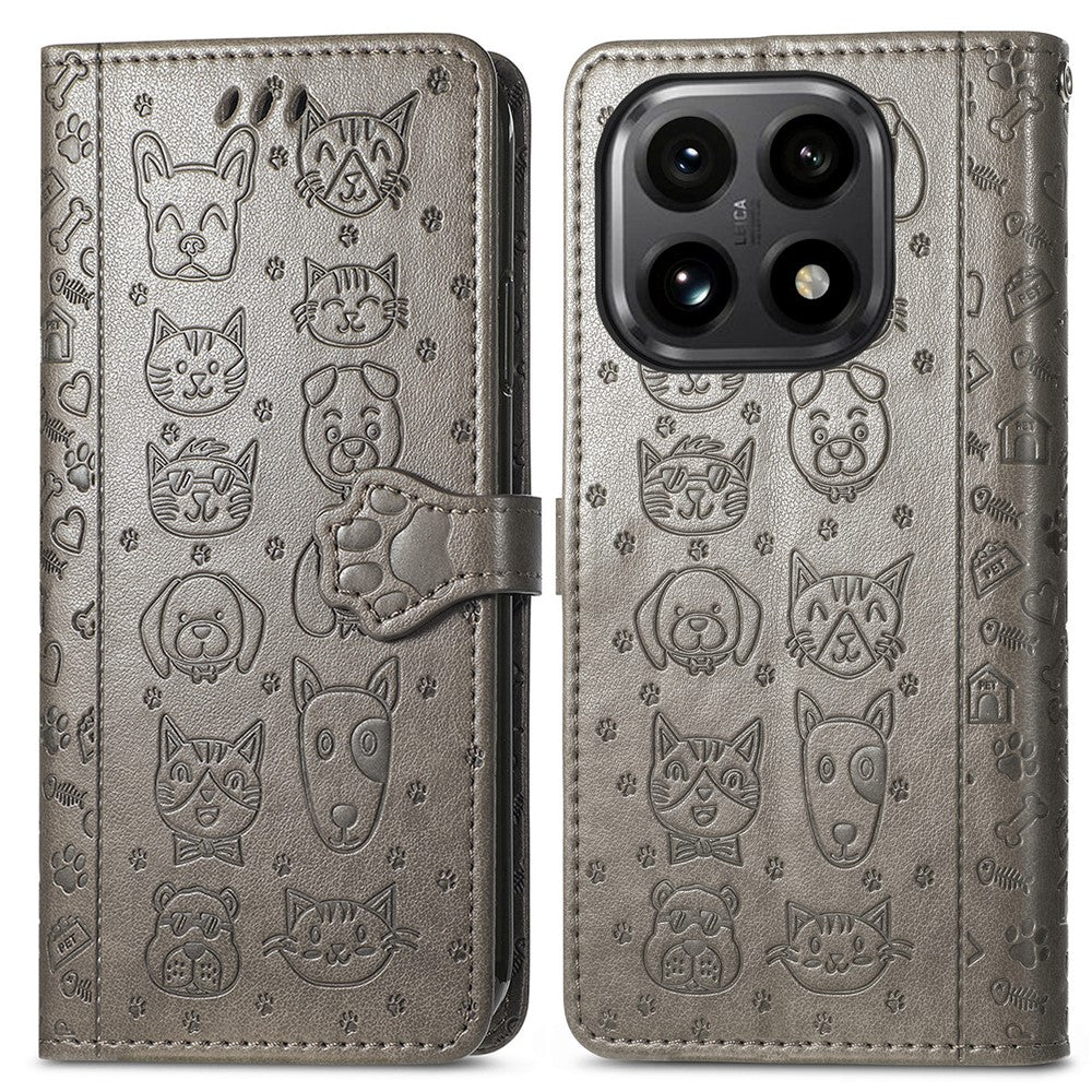 For Xiaomi 15T Case Flip Wallet Leather Phone Cover with Cute Cat Dog Pattern