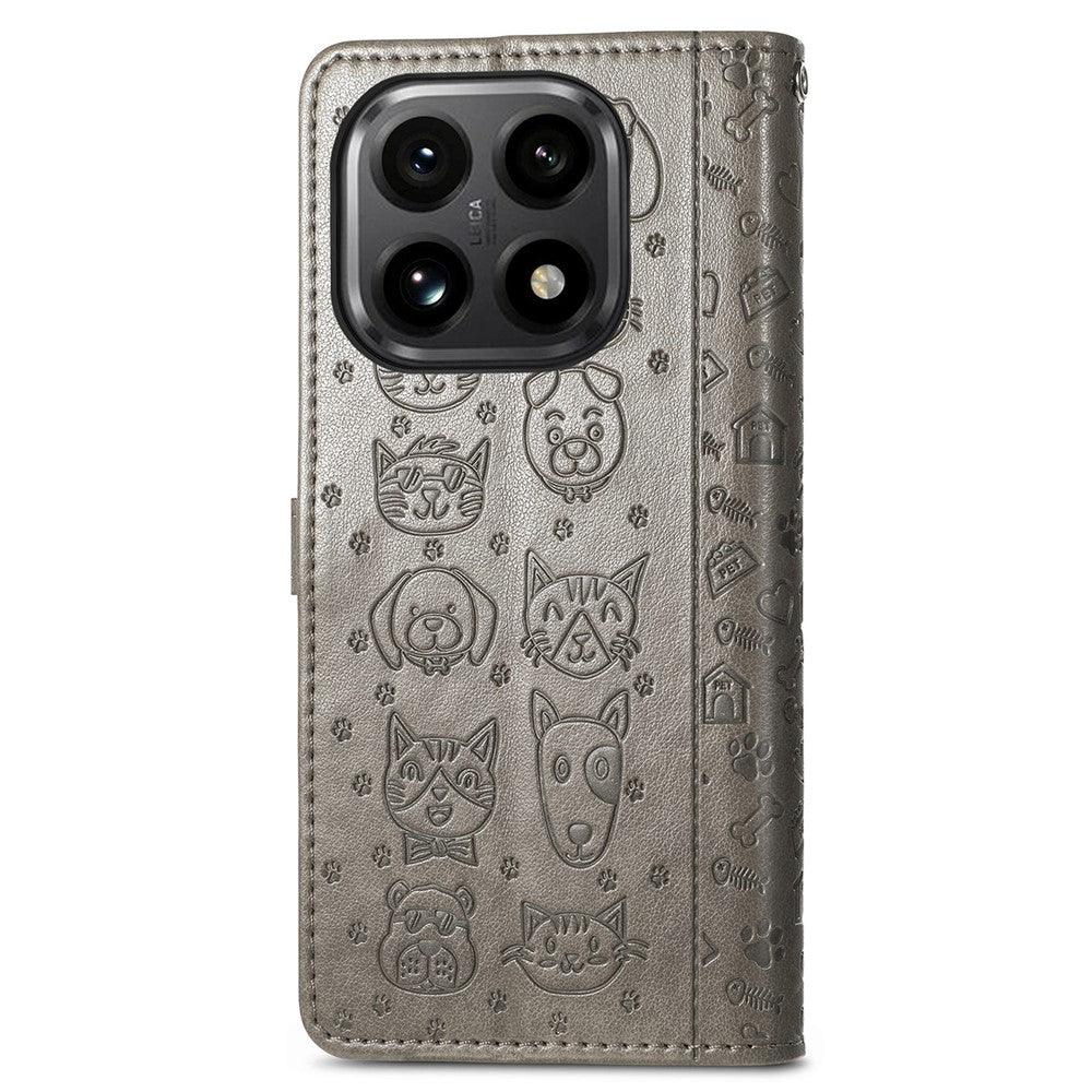 For Xiaomi 15T Case Flip Wallet Leather Phone Cover with Cute Cat Dog Pattern