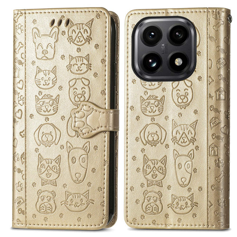 For Xiaomi 15T Case Flip Wallet Leather Phone Cover with Cute Cat Dog Pattern