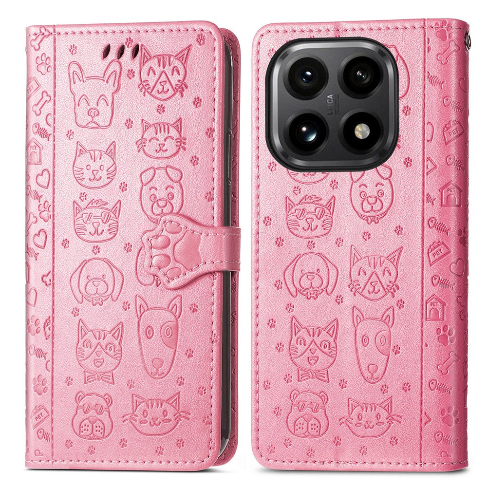 For Xiaomi 15T Case Flip Wallet Leather Phone Cover with Cute Cat Dog Pattern