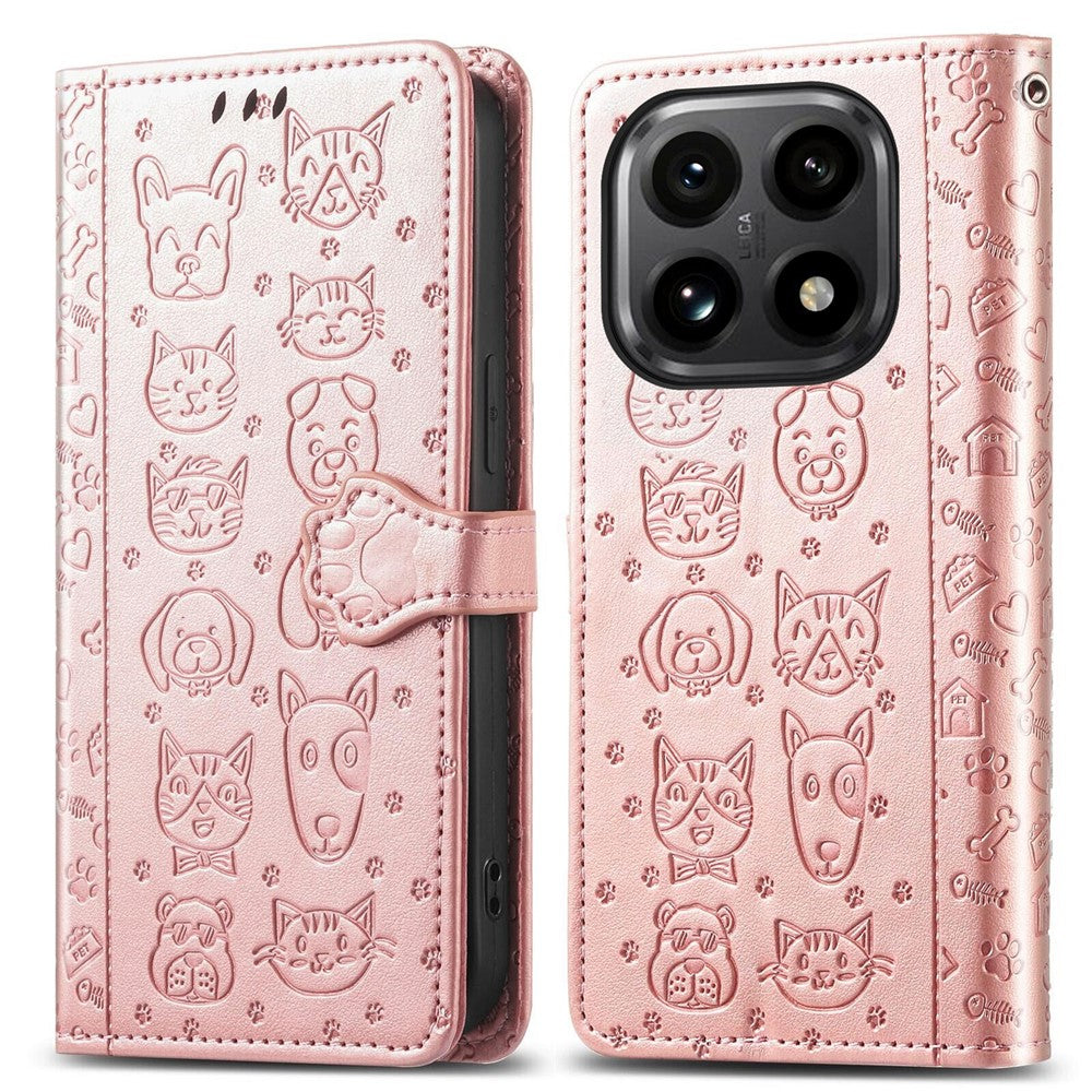 For Xiaomi 15T Case Flip Wallet Leather Phone Cover with Cute Cat Dog Pattern