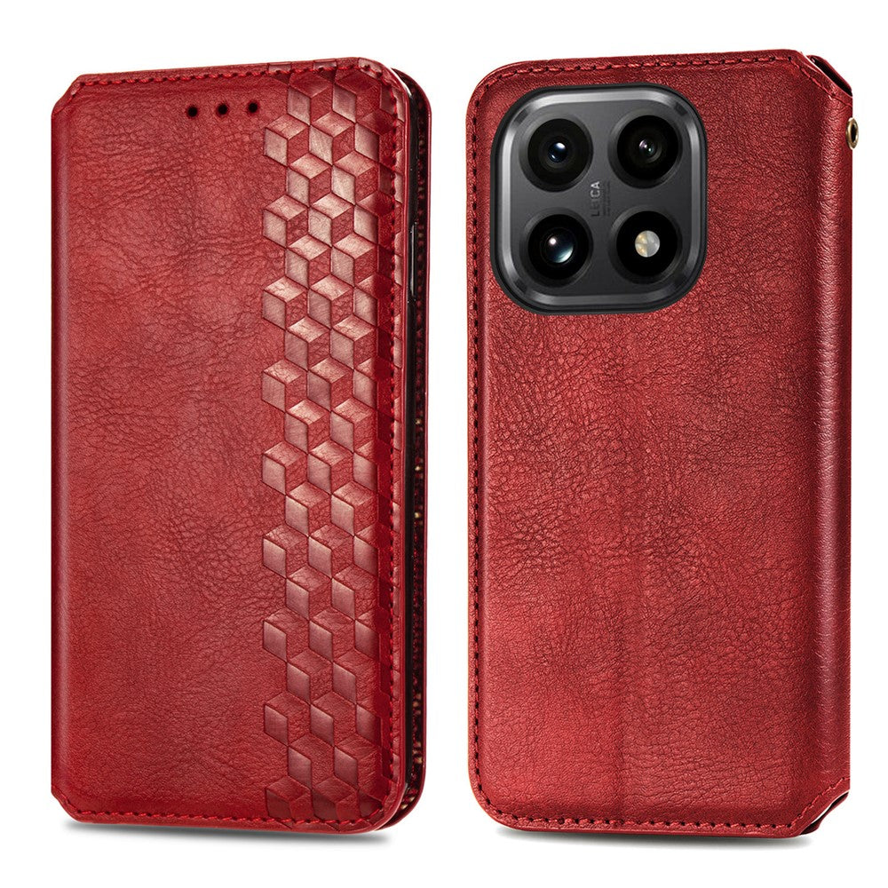 For Xiaomi 15T Case Rhombus Imprint Anti Scratch PU Leather Wallet Phone Cover