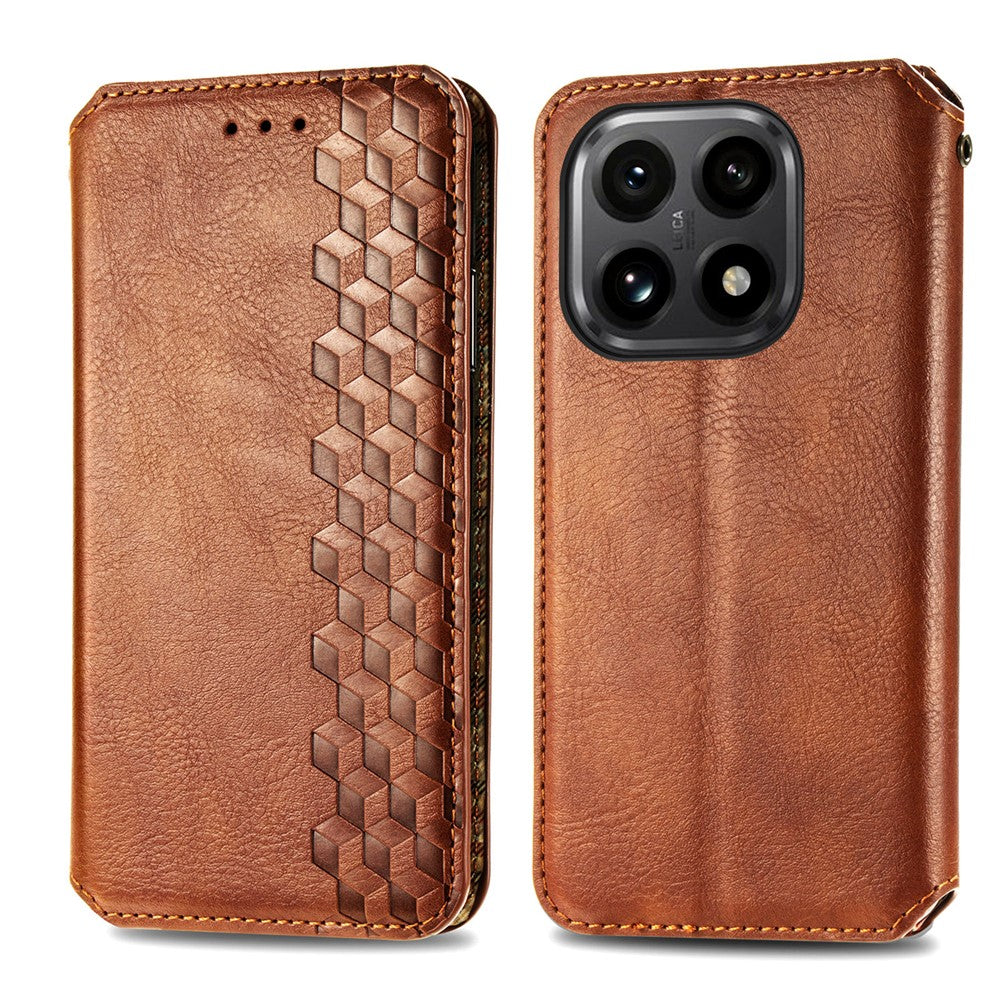 For Xiaomi 15T Case Rhombus Imprint Anti Scratch PU Leather Wallet Phone Cover