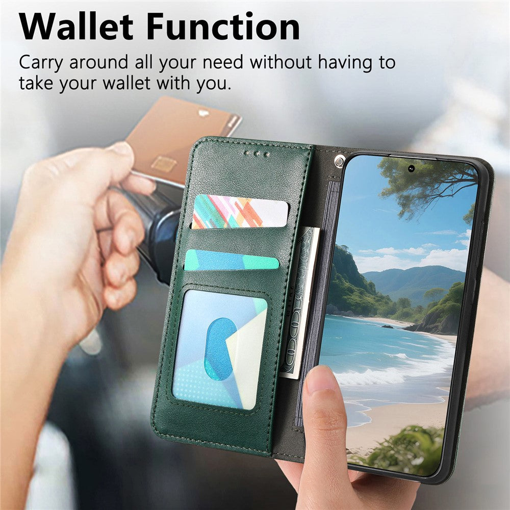 For Xiaomi 15T Case Wallet Tri-Color Stitching Leather Phone Cover with Elastic Wristband