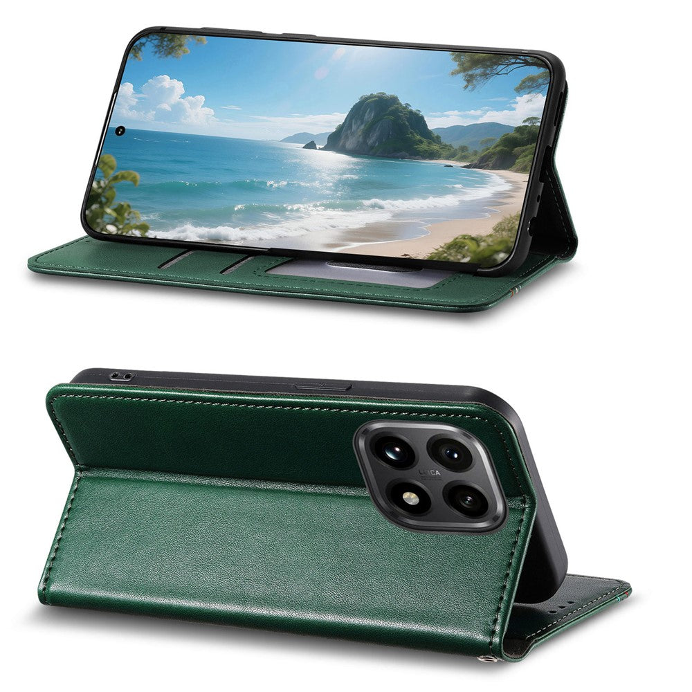 For Xiaomi 15T Case Wallet Tri-Color Stitching Leather Phone Cover with Elastic Wristband