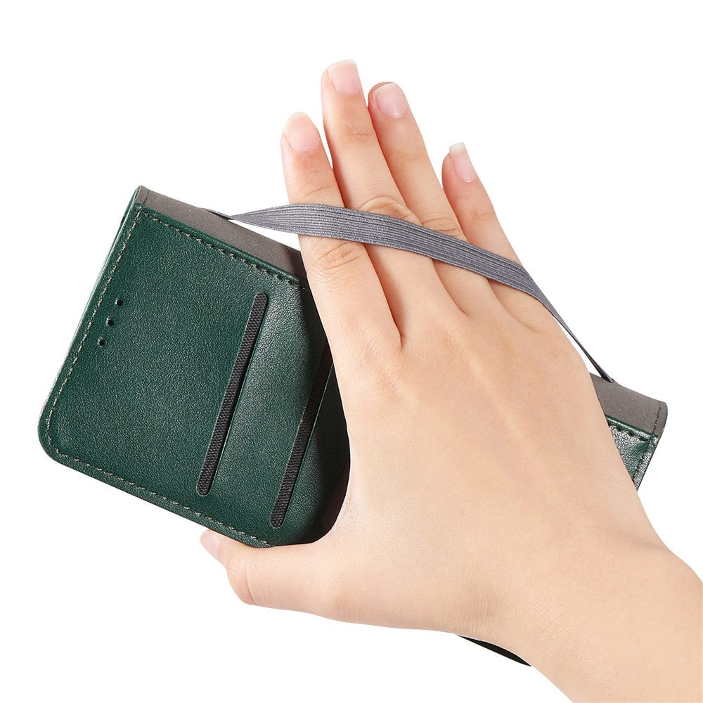 For Xiaomi 15T Case Wallet Tri-Color Stitching Leather Phone Cover with Elastic Wristband