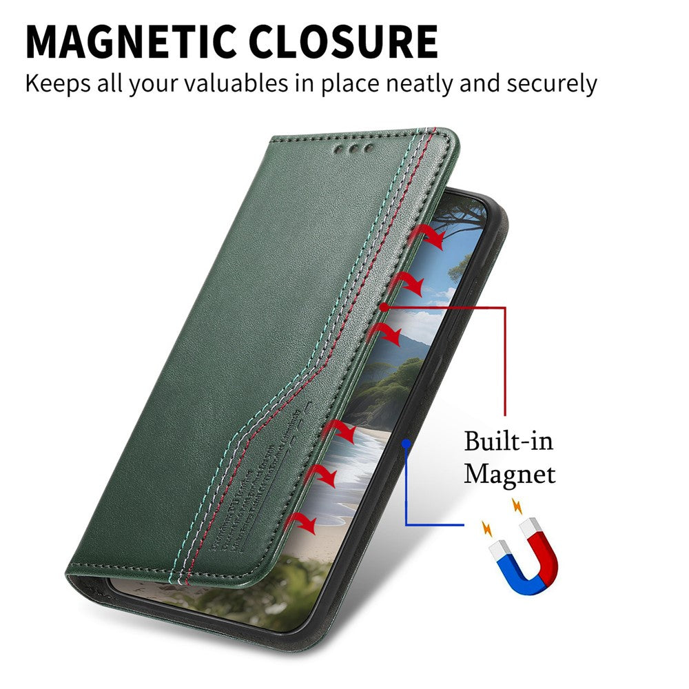 For Xiaomi 15T Case Wallet Tri-Color Stitching Leather Phone Cover with Elastic Wristband