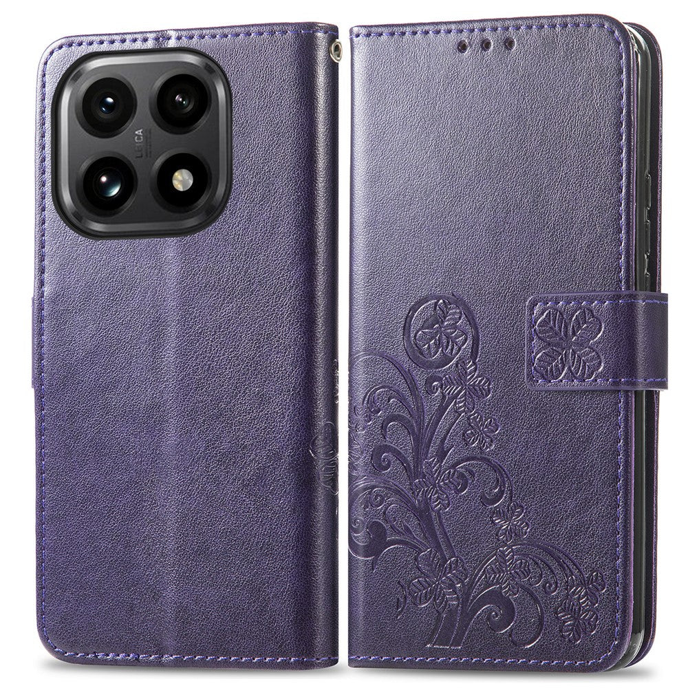 For Xiaomi 15T Leather Case Four-Leaf Clover Wallet Phone Cover