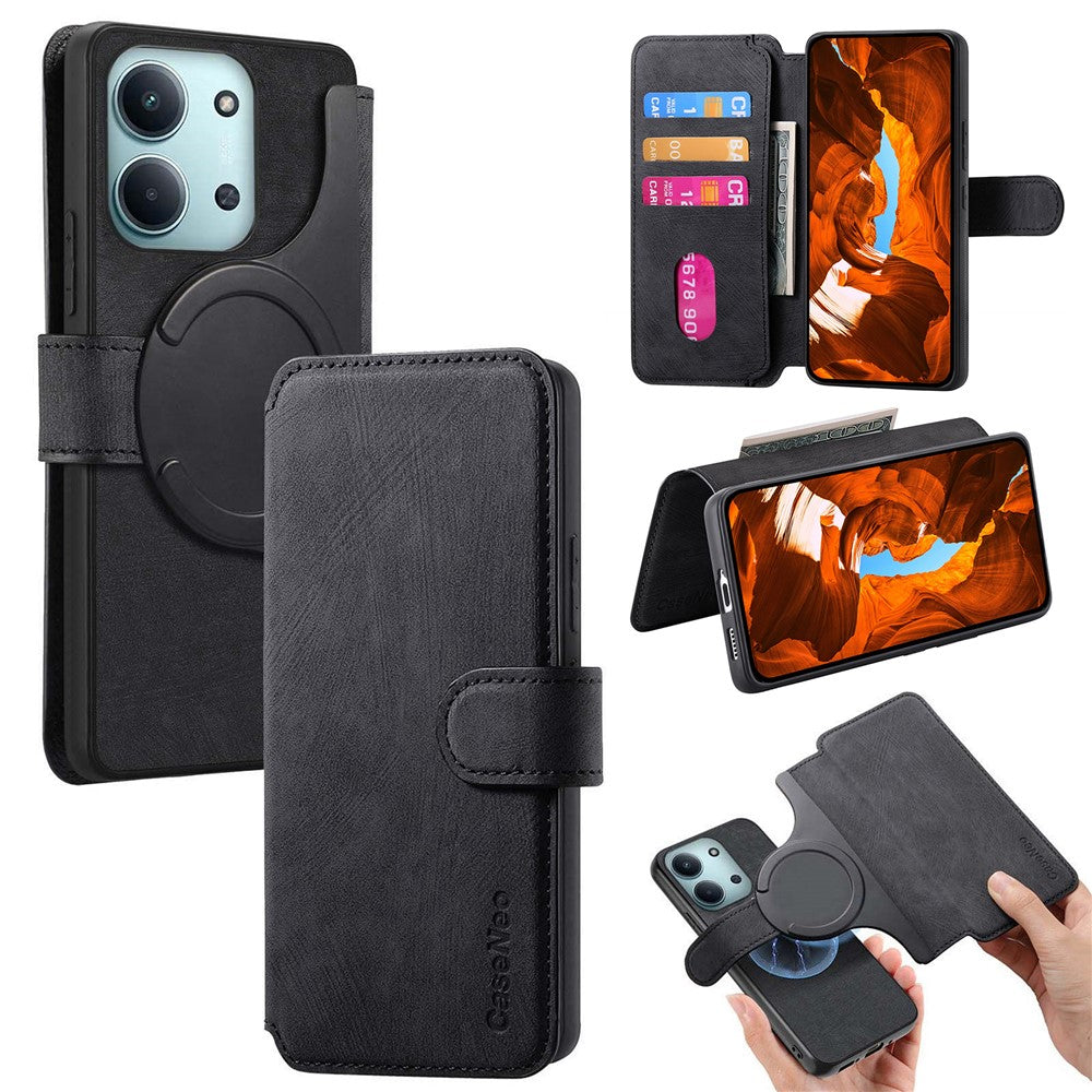 CASENEO MW-03 Detachable Wallet Case For Xiaomi Poco C85 4G (171mm) / Redmi 15C 4G (Global) (171mm) Leather + TPU Phone Cover