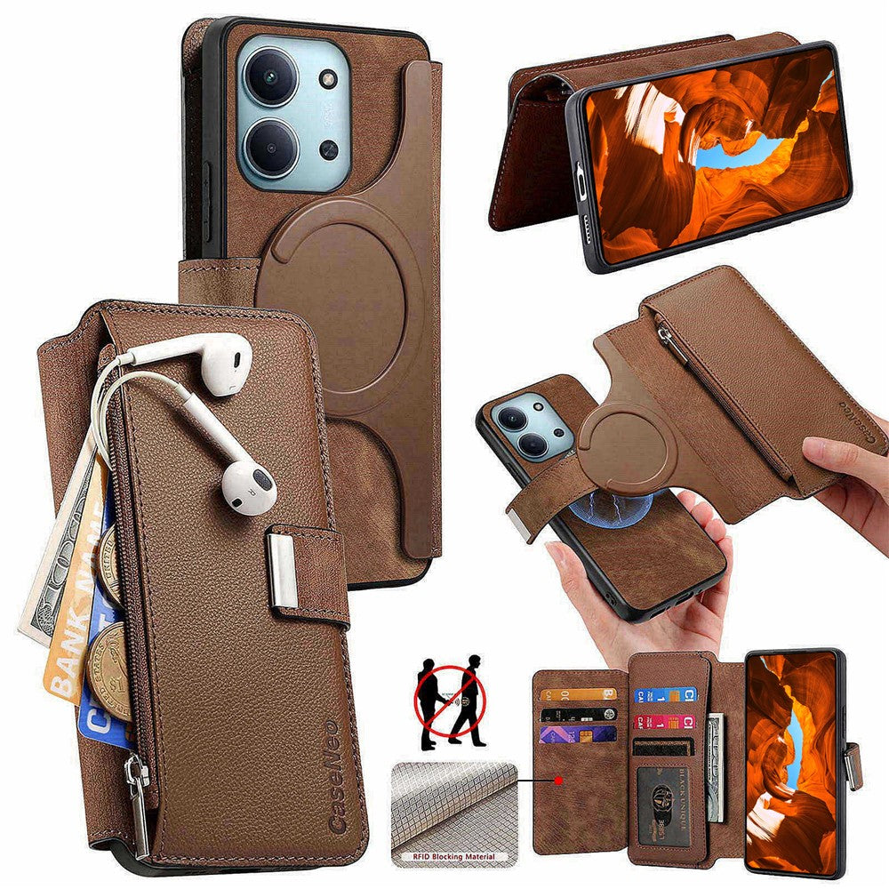 CASENEO MW-02 For Xiaomi Redmi 15C 4G (Global) (171mm) / Poco C85 4G (171mm) Case Detachable Magnetic Leather Flip Phone Cover