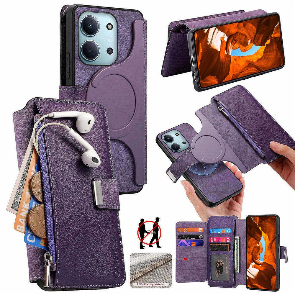 CASENEO MW-02 For Xiaomi Redmi 15C 4G (Global) (171mm) / Poco C85 4G (171mm) Case Detachable Magnetic Leather Flip Phone Cover