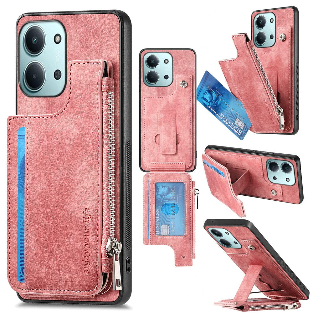 Card Holder Kickstand Case For Xiaomi Poco C85 4G (171mm) / Redmi 15C 4G (Global) (171mm) Leather + PC + TPU Phone Cover