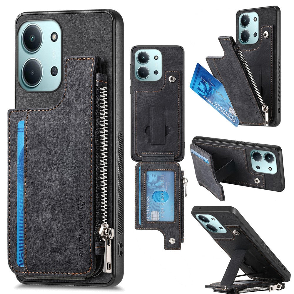 Card Holder Kickstand Case For Xiaomi Poco C85 4G (171mm) / Redmi 15C 4G (Global) (171mm) Leather + PC + TPU Phone Cover