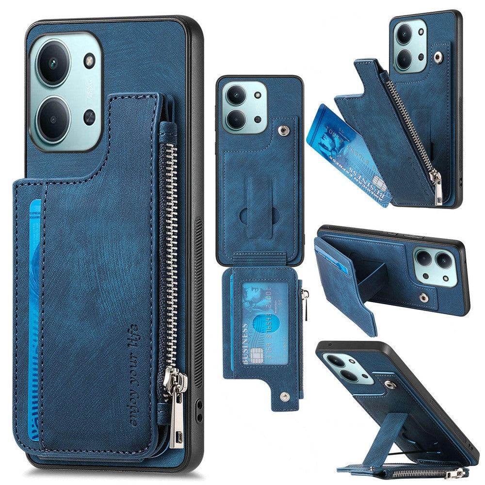Card Holder Kickstand Case For Xiaomi Poco C85 4G (171mm) / Redmi 15C 4G (Global) (171mm) Leather + PC + TPU Phone Cover