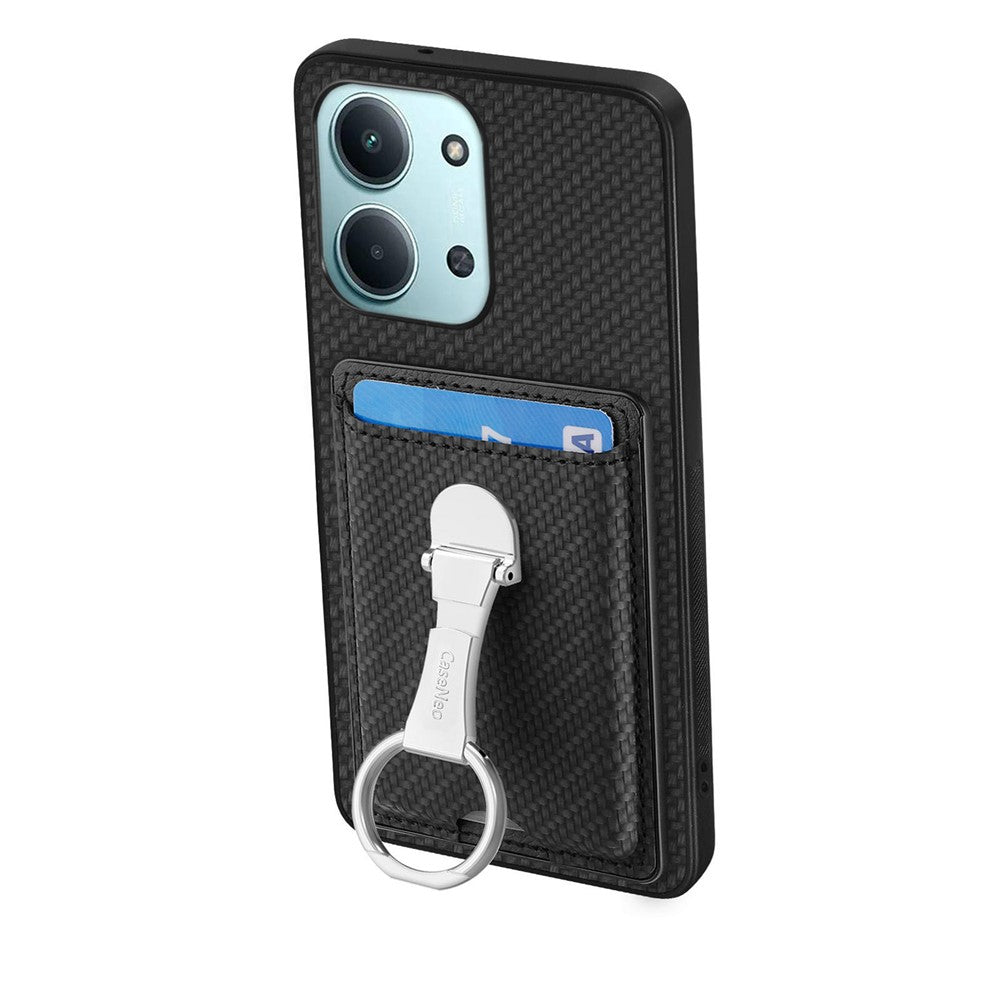 CASENEO C1-19 for Xiaomi Redmi 15C 4G (Global) (171mm) / Poco C85 4G (171mm) Case Folding Kickstand Leather Back Cover Carbon Fiber Texture